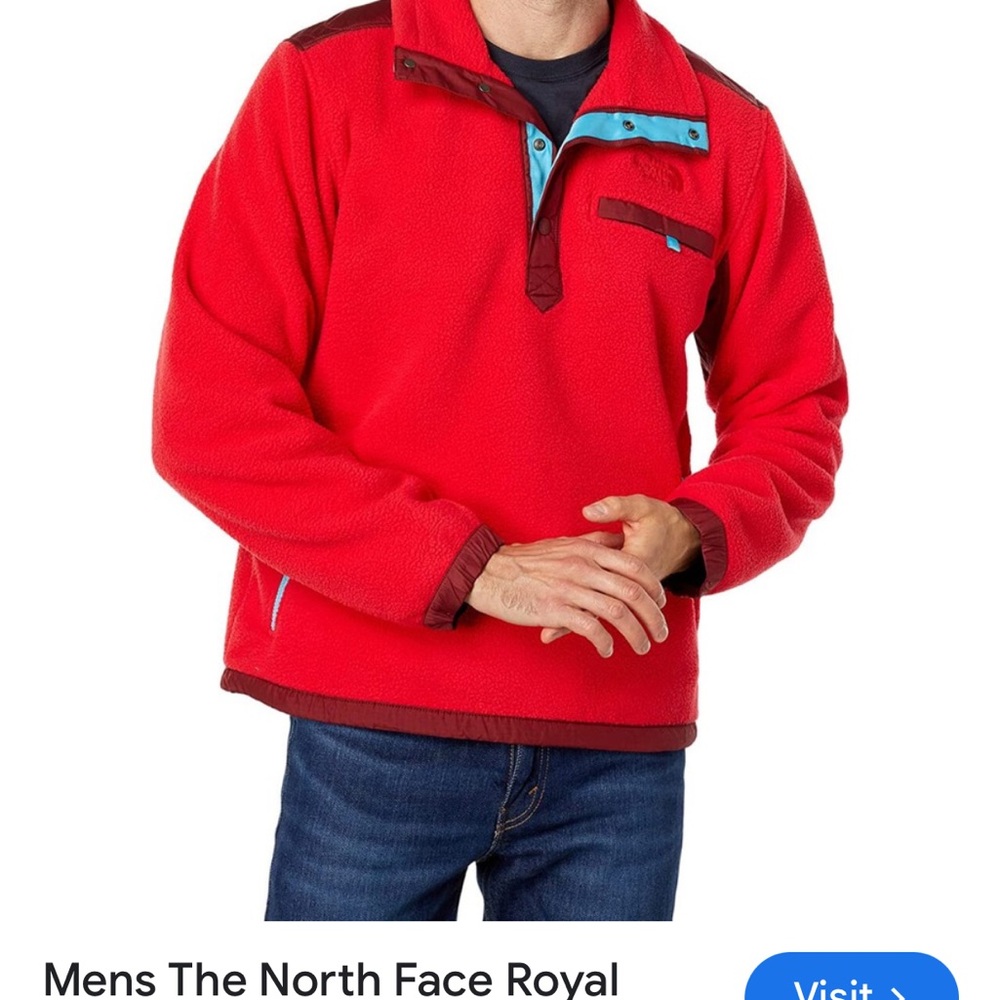 The North Face Royal Arch 1/4-Snap Relaxed Fit Fleece Mens Red Size L winter